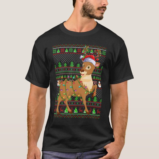 Ugly Xmas Sweater Style Lighting Reindeer Christma (Front)