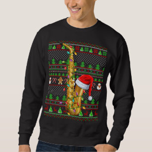 Ugly Xmas Sweater Style Lighting Saxophone Christm