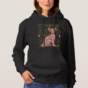 Ugly Xmas Sweater Style Lighting Sphynx Cat Christ