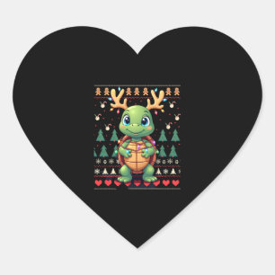 Ugly Xmas Sweater Style Lighting Turtle Christmas Heart Sticker
