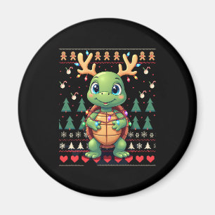 Ugly Xmas Sweater Style Lighting Turtle Christmas Magnet