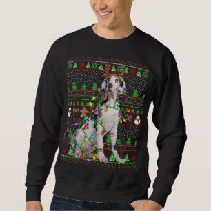 Ugly Xmas Sweater Style Lights Great Dane Dog Chri