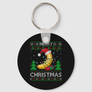 Ugly Xmas Sweater Style Lights Santa Banana Christ Key Ring