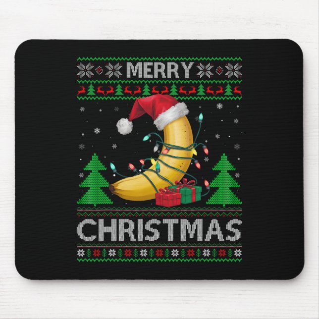 Ugly Xmas Sweater Style Lights Santa Banana Christ Mouse Mat (Front)