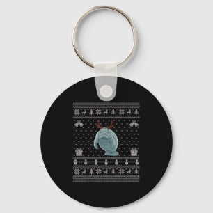 Ugly Xmas Sweater Style Manatee Reindeer Christmas Key Ring