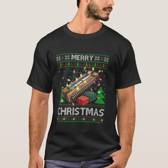 Ugly Xmas Sweater Style Musical Harmonica Christma (Front)