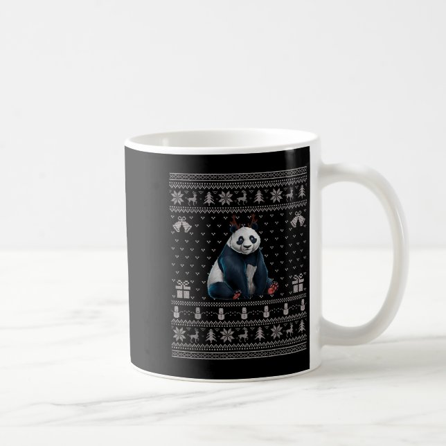Ugly Xmas Sweater Style Panda Reindeer Christmas  Coffee Mug (Right)
