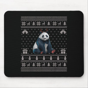 Ugly Xmas Sweater Style Panda Reindeer Christmas  Mouse Mat