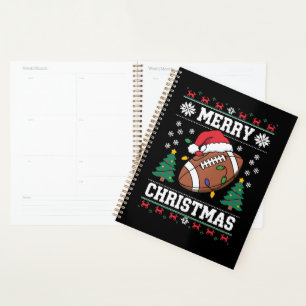 Ugly Xmas Sweater Style Santa American Football Planner