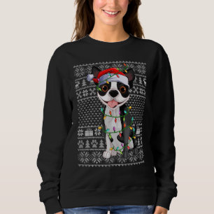 Ugly Xmas Sweater Style Santa Boston Terrier Dog C