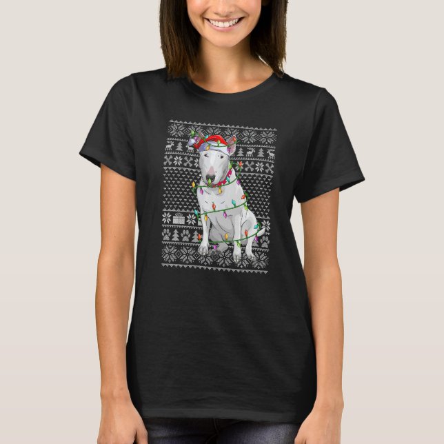 Ugly Xmas Sweater Style Santa Bull Terrier Dog Chr (Front)
