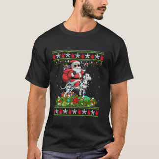 Ugly Xmas Sweater Style Santa Riding Dalmatian Dog
