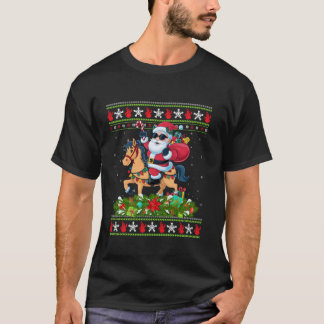 Ugly Xmas Sweater Style Santa Riding Horse Christm