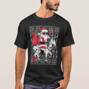 Ugly Xmas Sweater Style Santa Riding Unicorn Chris
