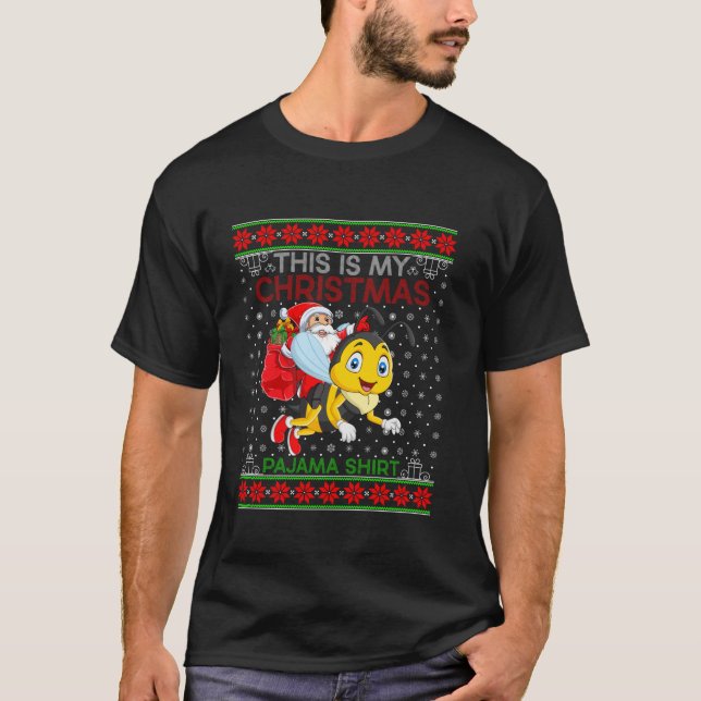 Ugly Xmas Sweater Style Santa Riding Wasp Christma (Front)