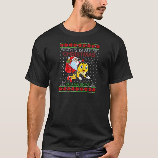 Ugly Xmas Sweater Style Santa Riding Wasp Christma (Front)