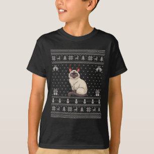 Ugly Xmas Sweater Style Siamese Cat Reindeer Chris