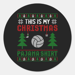 Ugly Xmas Sweater Volleyball This Is My Christmas Classic Round Sticker