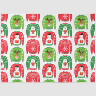 Ugly Xmas Sweaters Polar Bear Snowman Rudolf Red Tissue Paper