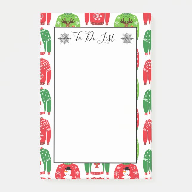 Ugly Xmas Sweaters Polar Bear Snowman To Do List Post-it Notes (Front)