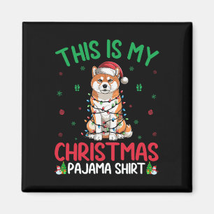 Ugly Xmas Tree Lights Santa Akita Inu Dog Christma Magnet