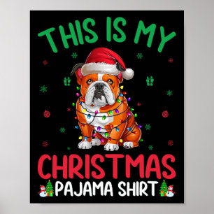 Ugly Xmas Tree Lights Santa American Bulldog Chris Poster