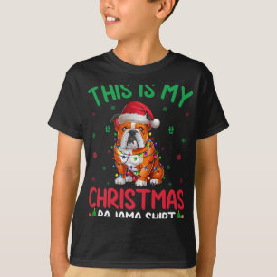 Ugly Xmas Tree Lights Santa American Bulldog Chris T-Shirt