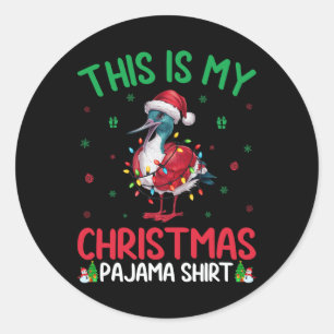 Ugly Xmas Tree Lights Santa Avocet Christmas Pajam Classic Round Sticker