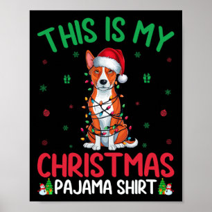 Ugly Xmas Tree Lights Santa Basenji Dog Christmas  Poster