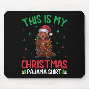 Ugly Xmas Tree Lights Santa Beaver Christmas Pajam Mouse Mat