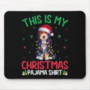 Ugly Xmas Tree Lights Santa Bernedoodle Dog Christ Mouse Mat