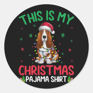 Ugly Xmas Tree Lights Santa Bet Hound Dog Christma Classic Round Sticker