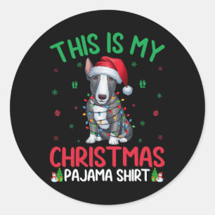 Ugly Xmas Tree Lights Santa Bull Terrier Dog Chris Classic Round Sticker