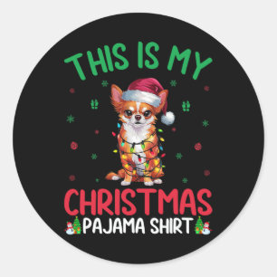 Ugly Xmas Tree Lights Santa Chihuahua Dog Christma Classic Round Sticker