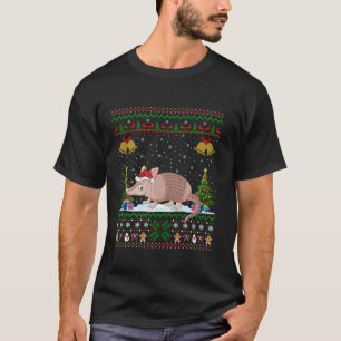 Ugly Xmas Tree Lights Santa Hat Armadillo Christma T-Shirt