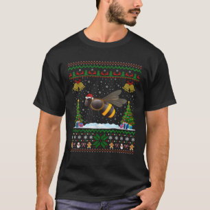 Ugly Xmas Tree Lights Santa Hat Bumble Bee Christm T-Shirt