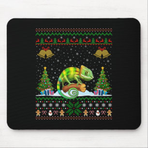 Ugly Xmas Tree Lights Santa Hat Chameleon Christma Mouse Mat