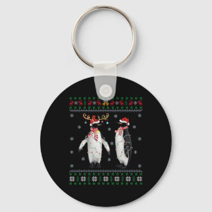 Ugly Xmas Tree Lights Santa Hat Penguin Bird Chris Key Ring