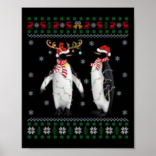 Ugly Xmas Tree Lights Santa Hat Penguin Bird Chris Poster