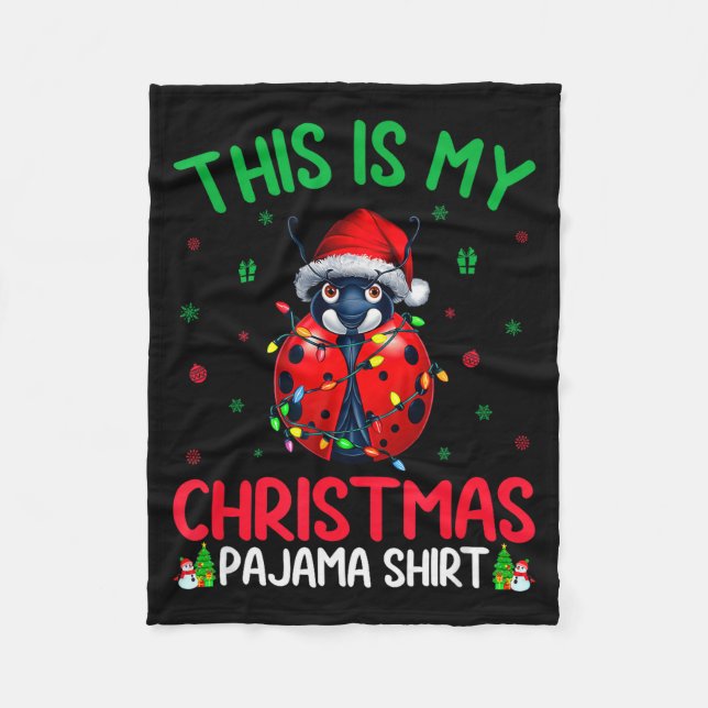 Ugly Xmas Tree Lights Santa Ladybug Christmas Paja Fleece Blanket (Front)
