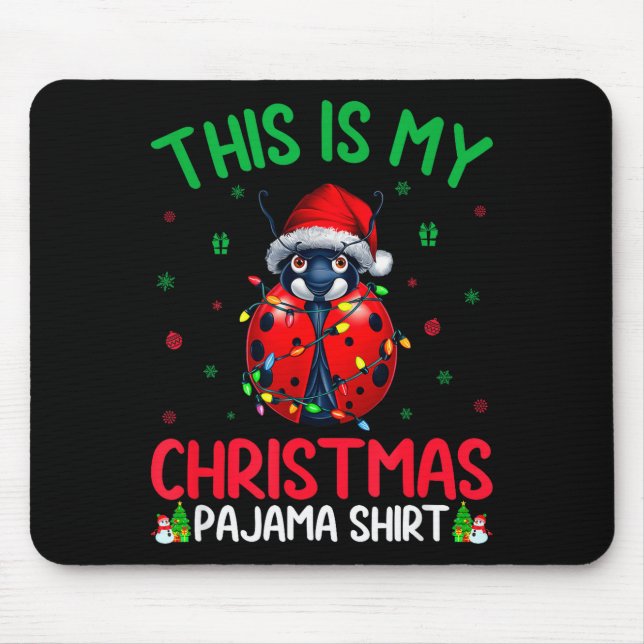 Ugly Xmas Tree Lights Santa Ladybug Christmas Paja Mouse Mat (Front)