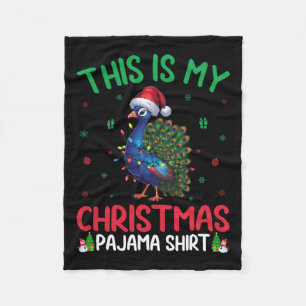 Ugly Xmas Tree Lights Santa Pea Christmas Pajama Fleece Blanket