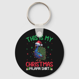 Ugly Xmas Tree Lights Santa Pea Christmas Pajama Key Ring