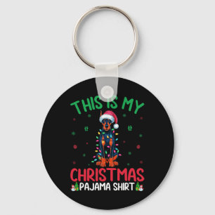 Ugly Xmas Tree Santa Doberman Pinscher Dog Christm Key Ring