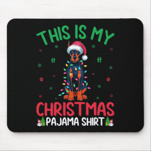 Ugly Xmas Tree Santa Doberman Pinscher Dog Christm Mouse Mat