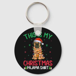 Ugly Xmas Tree Santa English Mastiff Dog Christmas Key Ring