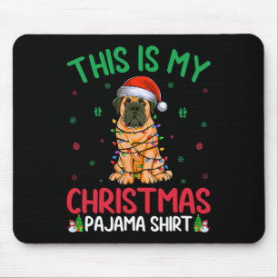 Ugly Xmas Tree Santa English Mastiff Dog Christmas Mouse Mat