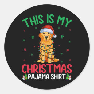 Ugly Xmas Tree Santa Golden Retriever Dog Christma Classic Round Sticker