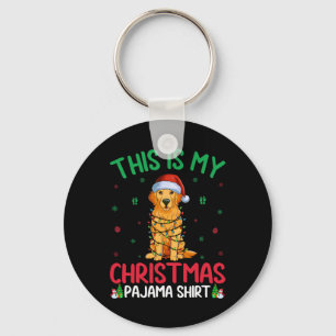 Ugly Xmas Tree Santa Golden Retriever Dog Christma Key Ring
