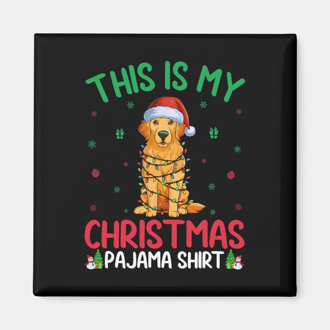 Ugly Xmas Tree Santa Golden Retriever Dog Christma Magnet (Front)